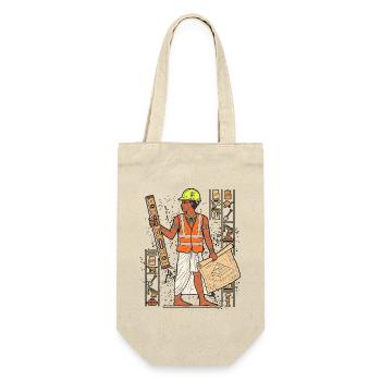 Pyramidenbauer als moderner Polier Bauleiter - Geschenkbeutel für Flaschen - Natur - Vorne