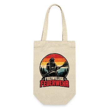 Freiwillige Feuerwehr Retro Feuerwehrmann - Geschenkbeutel für Flaschen - Natur - Vorne