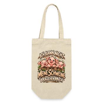 Landleben Landwirt Schweinebauer Schweinchen - Geschenkbeutel für Flaschen - Natur - Vorne