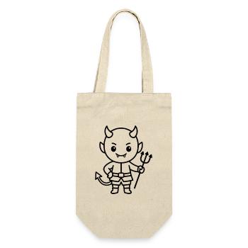 Süßer Teufel Halloween Line Art Gabel Grafik Gruselig - Geschenkbeutel für Flaschen - Natur - Vorne
