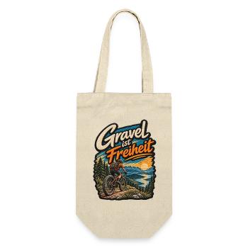 Gravel ist Freiheit Patch Geschenkidee  - Geschenkbeutel für Flaschen - Natur - Vorne