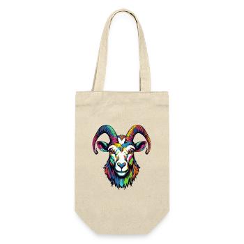 Ziege Ramskopf Kunstmotiv - Geschenkbeutel für Flaschen - Natur - Vorne