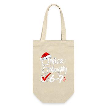 Six Seven Naughty or Nice Christmas Checkbox 6 7 - Geschenkbeutel für Flaschen - Natur - Vorne