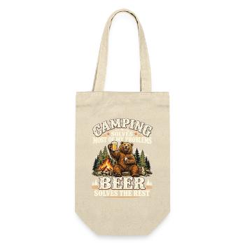 Camping Bär mit Bier – Beer Solves The Rest - Geschenkbeutel für Flaschen - Natur - Vorne