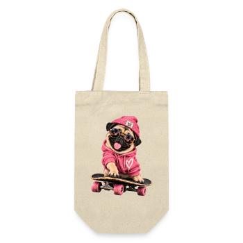 Mops Hund süßer Mops niedlicher Mops - Geschenkbeutel für Flaschen - Natur - Vorne