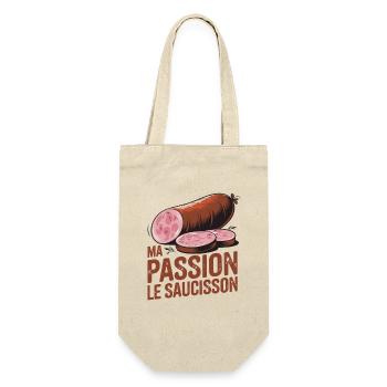  Ma Passion Le Saucisson Wurstliebhaber Salami - Geschenkbeutel für Flaschen - Natur - Vorne