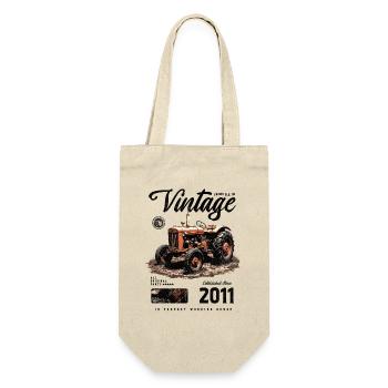 Geburtstag eines Vintage-Traktor-Bauers Geboren 2011 - Geschenkbeutel für Flaschen - Natur - Vorne