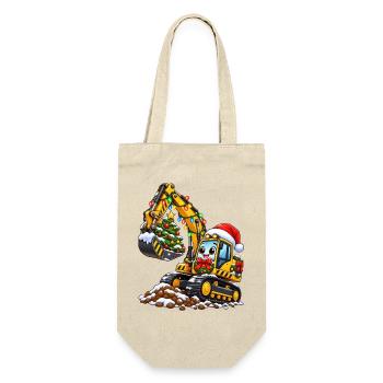 Weihnachtsbagger mit Baumzauber - Geschenkbeutel für Flaschen - Natur - Vorne