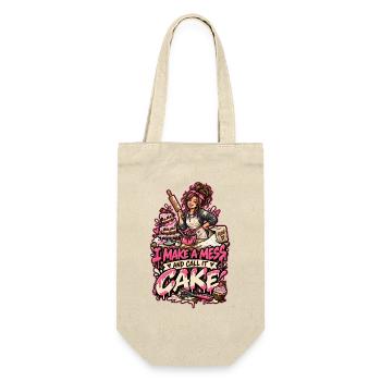 Kuchenchaos Spruch Cake-Design - Geschenkbeutel für Flaschen - Natur - Vorne