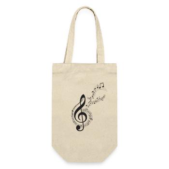 Musiknoten Musik Musiker Notenschlüssel Noten - Geschenkbeutel für Flaschen - Natur - Vorne