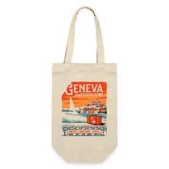Vintage Geneva Switzerland Lakeside Jewel Travel - Geschenkbeutel für Flaschen - Natur - Vorne