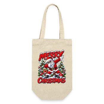 Weihnachtsmann Nikolaus Santa Claus Dabbing  - Geschenkbeutel für Flaschen - Natur - Vorne