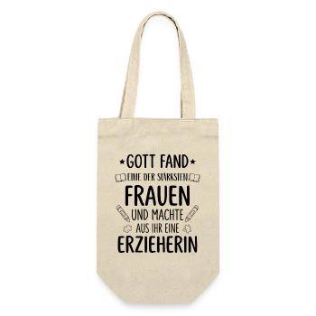 Gott fand eine der stärksten Frauen zur Erzieherin - Geschenkbeutel für Flaschen - Natur - Vorne