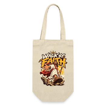 Walk by Faith: Jesus Grafik - Geschenkbeutel für Flaschen - Natur - Vorne
