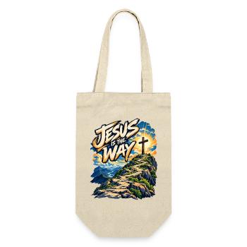 Jesus ist der Weg – Kreuzpfad - Geschenkbeutel für Flaschen - Natur - Vorne
