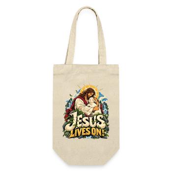 Jesus Lives On Lamm Natur - Geschenkbeutel für Flaschen - Natur - Vorne