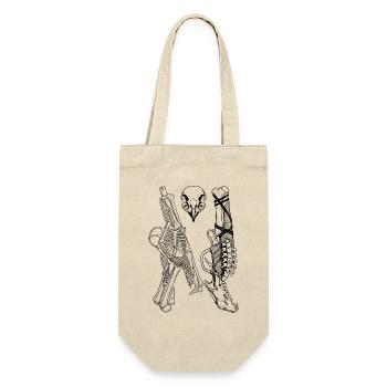 Skelette und Vogelschädel – Gotische Anatomie - Geschenkbeutel für Flaschen - Natur - Vorne