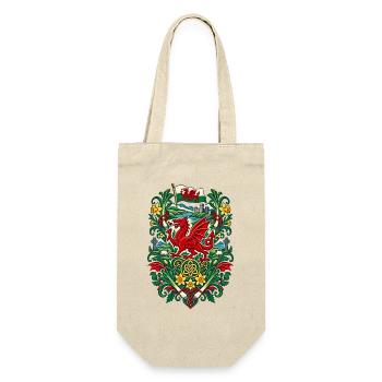 Wales | Drache, Lauch & Narzissen - Geschenkbeutel für Flaschen - Natur - Vorne