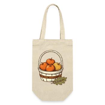 Apfelernte im Korb - Geschenkbeutel für Flaschen - Natur - Vorne