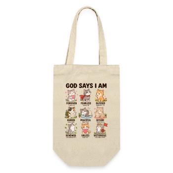  Gott Sagt: Ich Bin Katzen Christliche Bibelverse - Geschenkbeutel für Flaschen - Natur - Vorne