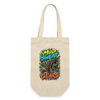Mud Sweat and Gears Motocross Illustration - Geschenkbeutel für Flaschen - Natur - Vorne