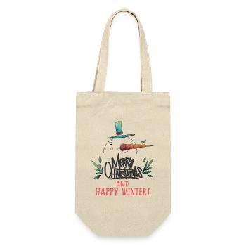 Frohe Weihnachten Schneemann Graffiti Merry Christ - Geschenkbeutel für Flaschen - Natur - Vorne