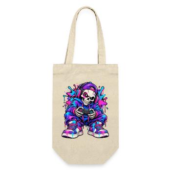 Neon-Graffiti-Gamer-Skelett – Gamer-Geschenk - Geschenkbeutel für Flaschen - Natur - Vorne