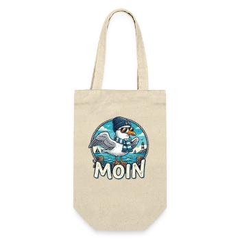 Moin Küsten-Seemöwe mit Schal & Mütze - Geschenkbeutel für Flaschen - Natur - Vorne