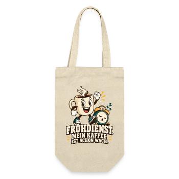 Frühdienst Kaffee Bereits Wach - Geschenkbeutel für Flaschen - Natur - Vorne