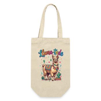 Llama-tude Lustiges Llama Alpakas Design - Geschenkbeutel für Flaschen - Natur - Vorne