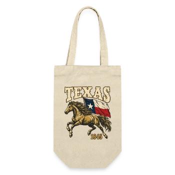 Texan Heritage Pferd mit Flagge 1845 - Geschenkbeutel für Flaschen - Natur - Vorne