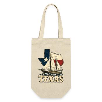Texas Segelboot Vintage - Geschenkbeutel für Flaschen - Natur - Vorne