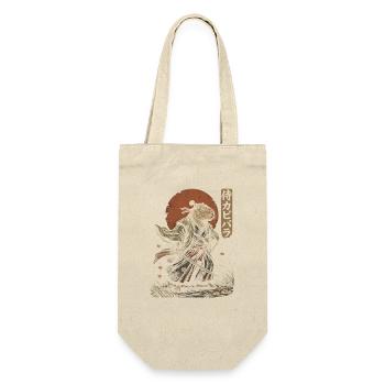 Capybara Samurai Mit Katana Japan Krieger - Geschenkbeutel für Flaschen - Natur - Vorne