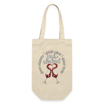 Weinabend Freundinnen Wochenende - Geschenkbeutel für Flaschen - Natur - Vorne