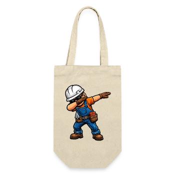 Dabbing Maurer – Lustiges Handwerker Motiv - Geschenkbeutel für Flaschen - Natur - Vorne