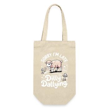 Entschuldige, dass ich zu spät bin, ich habe nur mit lustigen Schafen gespielt - Geschenkbeutel für Flaschen - Natur - Vorne