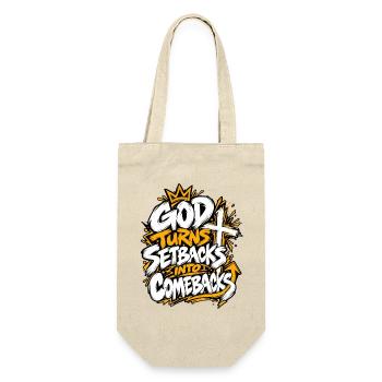 Gott wendet Rückschläge zu Comebacks - Geschenkbeutel für Flaschen - Natur - Vorne