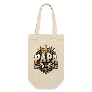 Vatertag Papa stark cool & einzigartig  - Geschenkbeutel für Flaschen - Natur - Vorne