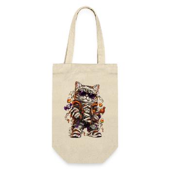 Halloween Mumienkatze mit Süßkram - Geschenkbeutel für Flaschen - Natur - Vorne