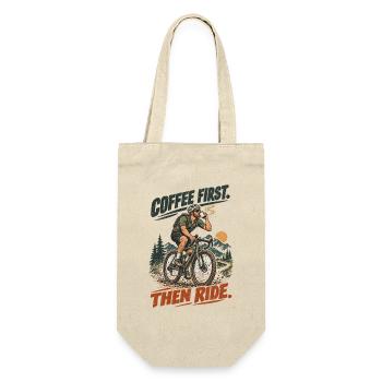 Kaffee Zuerst Dann Radfahren - Geschenkbeutel für Flaschen - Natur - Vorne