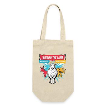 Ich folge dem Lamm, nicht dem Esel oder Elefanten - Geschenkbeutel für Flaschen - Natur - Vorne