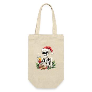 Skelett mit Santa Hut Cocktail - Geschenkbeutel für Flaschen - Natur - Vorne