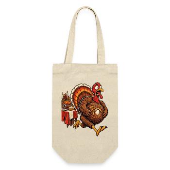 Witziger Thanksgiving Truthahn mit Babybauch - Geschenkbeutel für Flaschen - Natur - Vorne