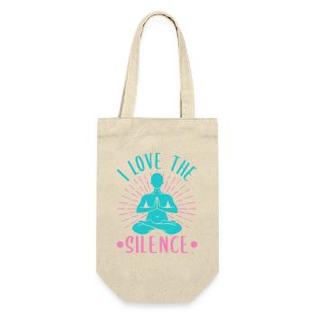 Yoga I Love The Silence Funny Yoga - Geschenkbeutel für Flaschen - Natur - Vorne