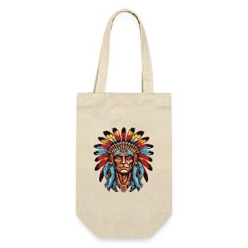 Portrait Indianer Native American - Geschenkbeutel für Flaschen - Natur - Vorne