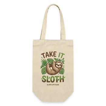 Take It Sloth – Gemütliches Faultier Geschenk - Geschenkbeutel für Flaschen - Natur - Vorne