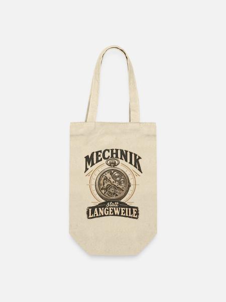Mechnik statt Langeweile Uhrwerkdesign Uhrenfans - Geschenkbeutel für Flaschen - Natur