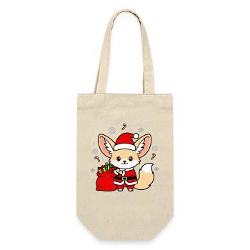 Festlicher Weihnachtsmann mit Geschenken - Geschenkbeutel für Flaschen - Natur - Vorne