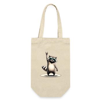Raccoon Rocker mit Sonnenbrille - Geschenkbeutel für Flaschen - Natur - Vorne
