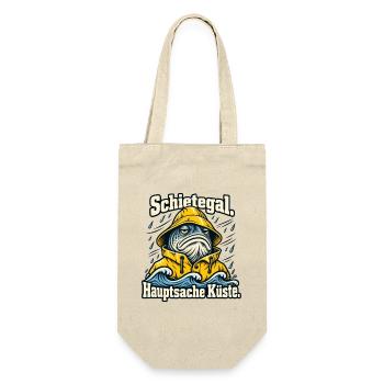 Norddeutsch Fischkopp Küstenliebe Schietegal - Geschenkbeutel für Flaschen - Natur - Vorne